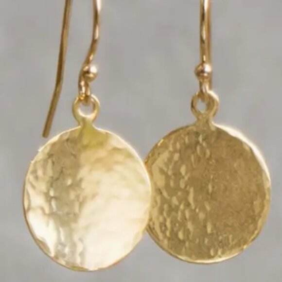 Vintage Style Round Hammer Texture Pendant Earrings - Picture 2 of 3